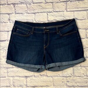 Levi’s Mid Rise Cuffed Hem Jean Shorts Dark Wash Blue Denim Size 14/32